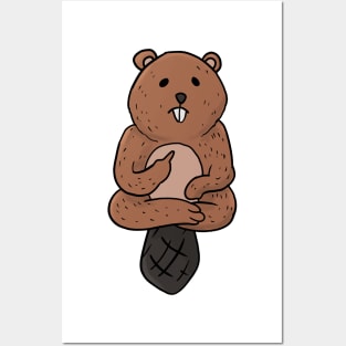 Grumpy Beaver Holding Middle finger funny gift Posters and Art